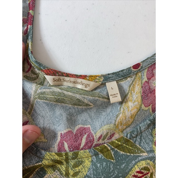 Soft Surroundings Maxi Dress Kara Tiered Floral V Neck Flowy beach size LG - Picture 4 of 9